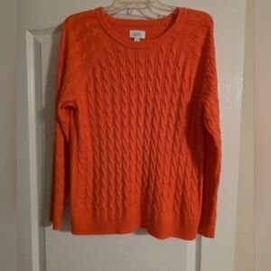 Crown & Ivy Women's Cable Knit Sweater, Sz L